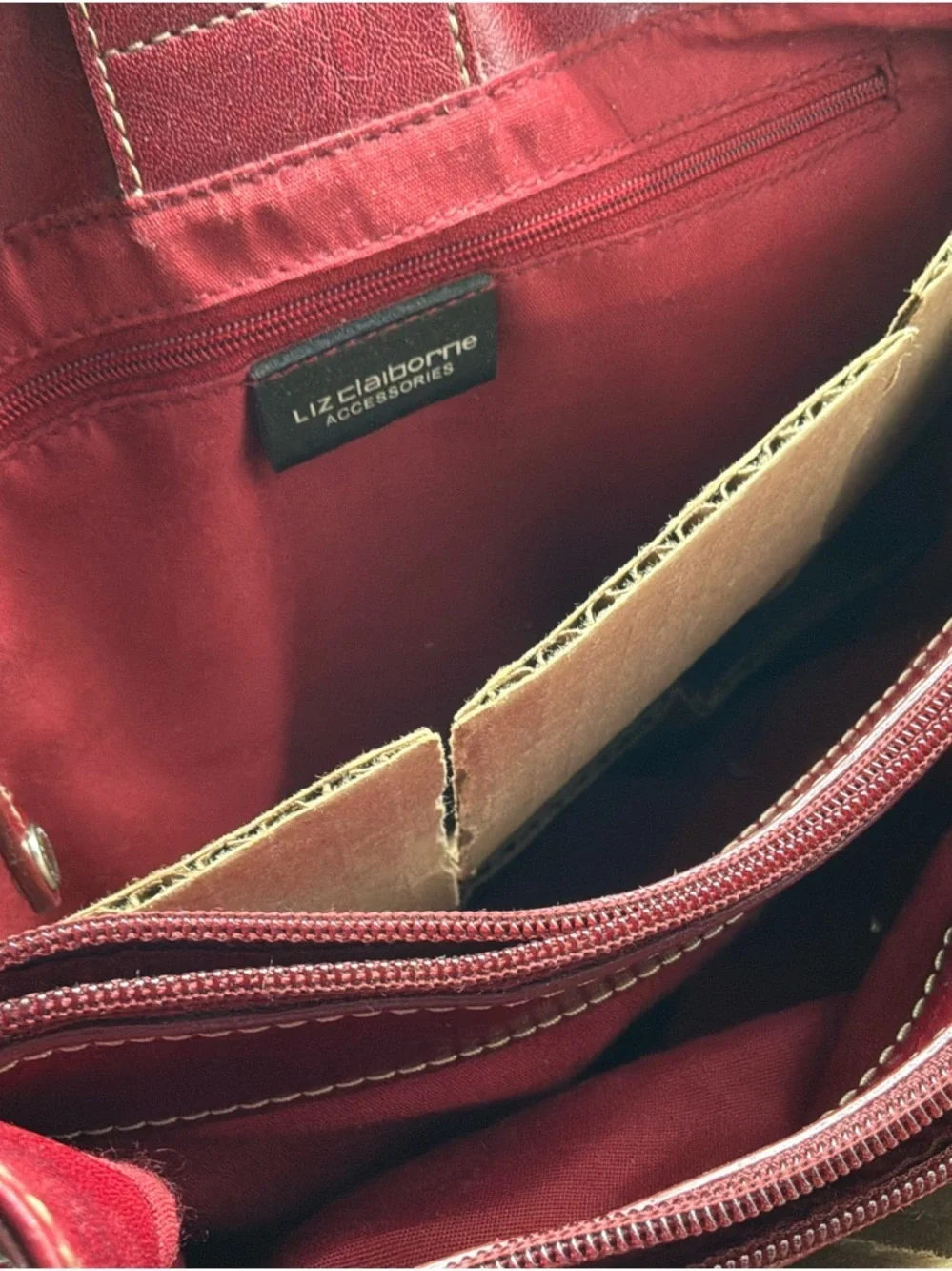 Liz Claiborne Deep Red Faux Leather Satchel NWOT
